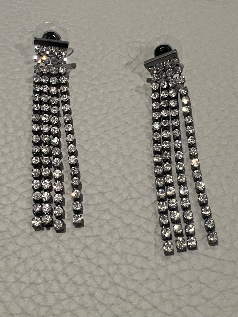 Draped Crystal Drop Earrings - Silver
